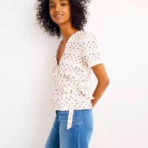 NWT Madewell Ruffle-Hem Wrap Top in Clipdot